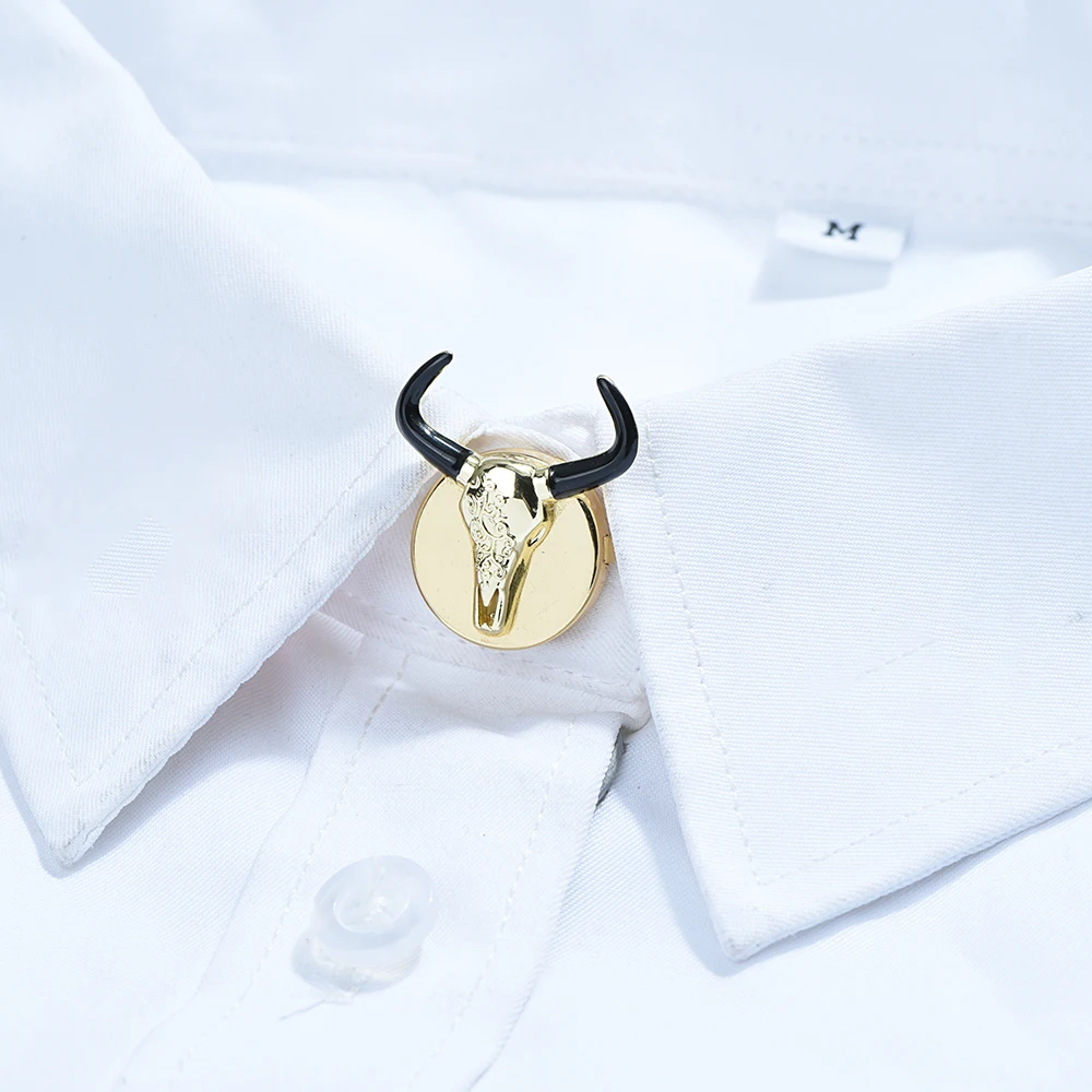 ICEYY 2Pcs Brass Cufflinks Animal Bull Head Button Covers for Tuxedo Business Formal Shirts