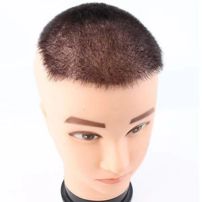 Human Hair Men Toupee Natural And Realistic Hair Piece Head Top Repair Block Forehead Hair Extensions Shaven Head Can Wear