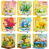 New Original Pokemon Anime Figure Model Pikachu Sylveon Togepi Building Block Toys Home Decoration Plant Potted Flower Brick Toy
