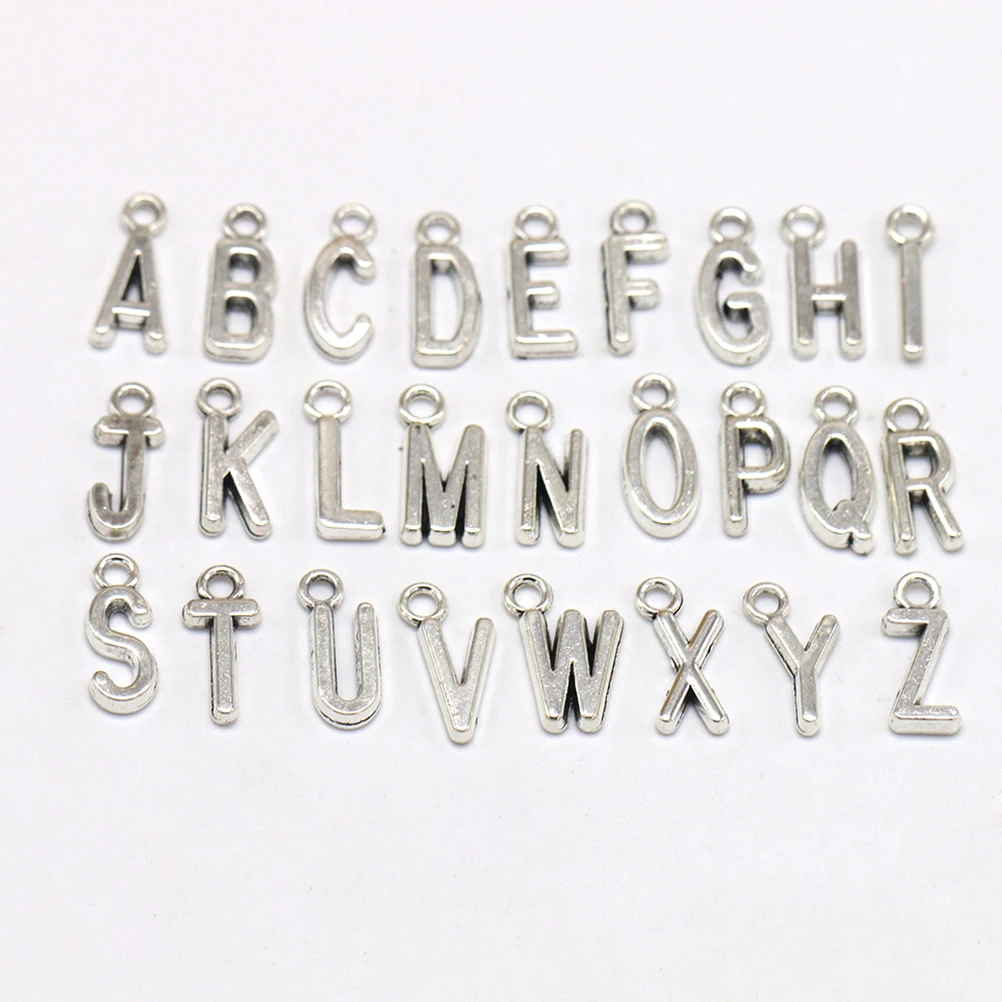 

50 Pcs Letter Charms for Jewelry Diy Alphabet Craft Pendant Letters Bracelets Ancient Silver Beads