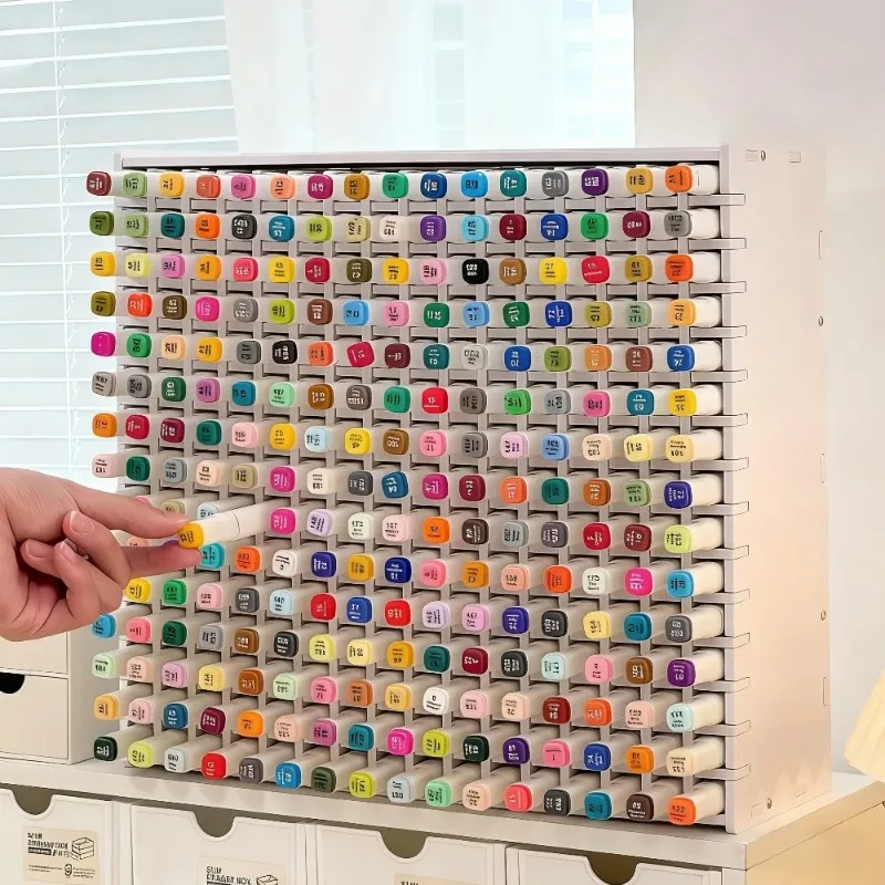 Acrylic Large Capacity Marker Pen Storage Rack with Multi-Tier Display - Heavy-Duty PVC Organizer for Art Students, Teachers