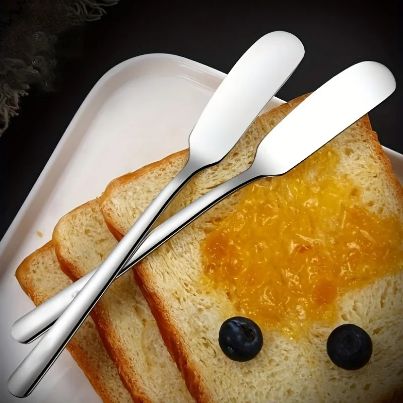 Stainless Steel Round Tip Cheese Butter Knife, Butter Knife, Bread Jam Knife, Dessert Butter Knife, 2 pcs