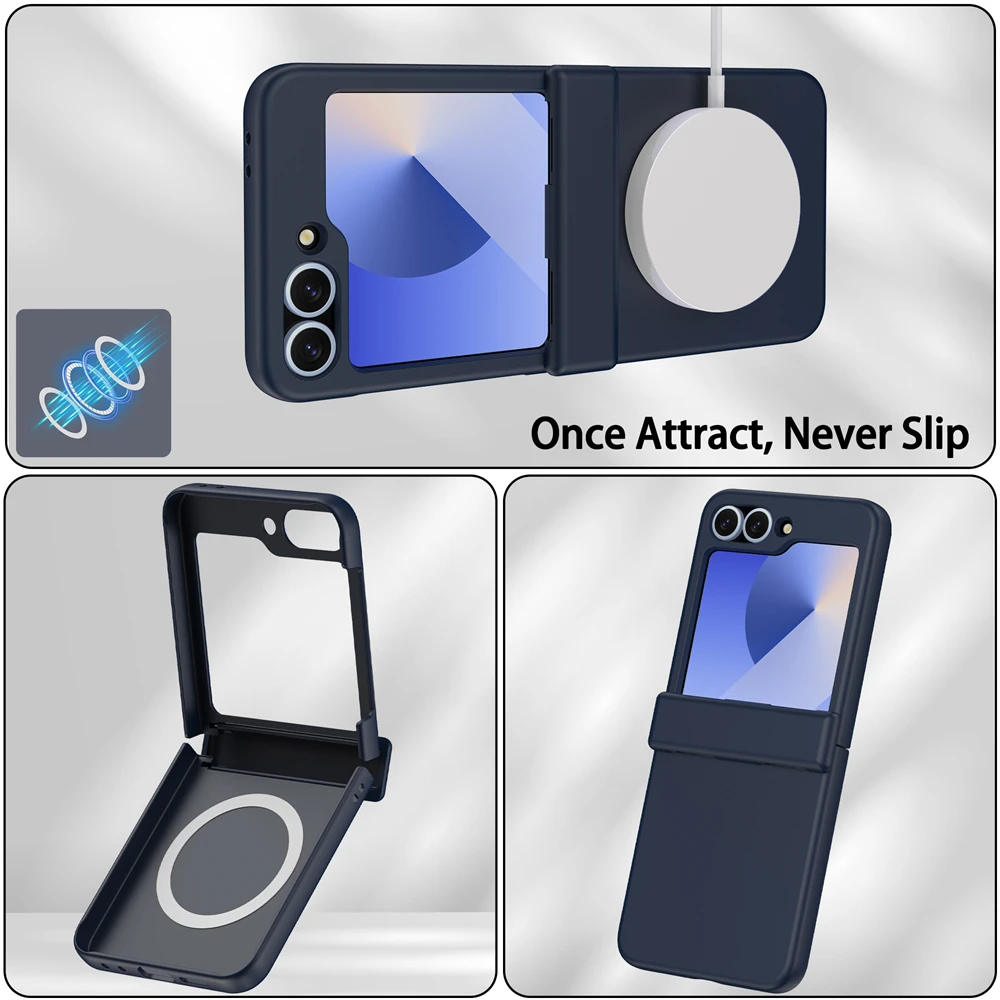 Luxury Original Phone Case For Samsung Galaxy Z Flip 6 5 4 3 For Magsafe Wireless Charge Ring Magnetic Shockproof Hinge Cover