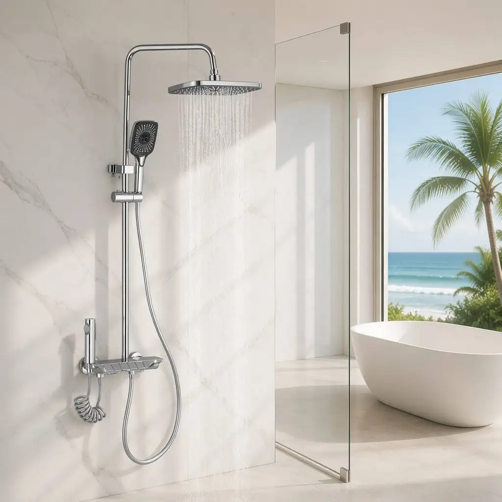 Factory Direct Sales Brand-new Large Aircraft Carrier Electroplating Multifunctional Bathroom Shower Set.