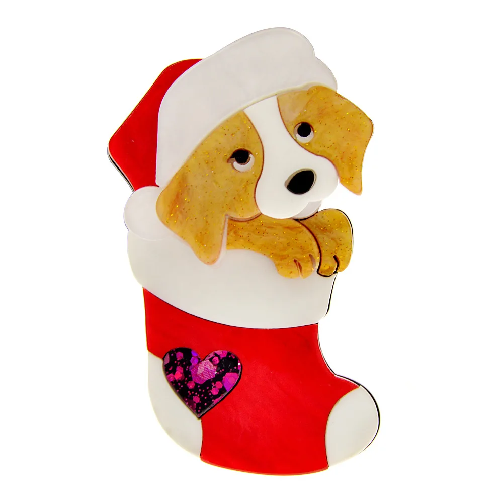 acrylic christmas small dog brooch fashion animal pins jewelry