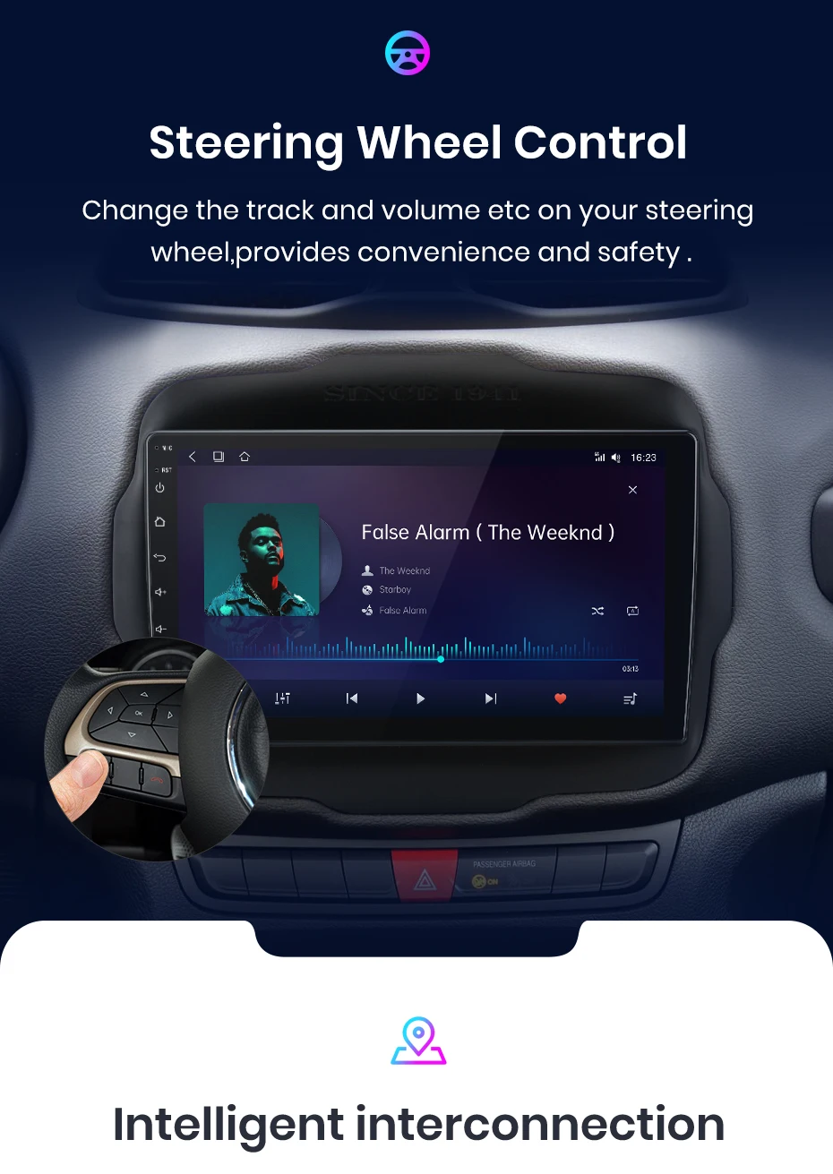 Junsun Wireless Carplay Android Auto Autoradio für Jeep Renegade 2016-2020 GPS Intelligente Systeme Stereo Multimedia Autoradio – Detail 13