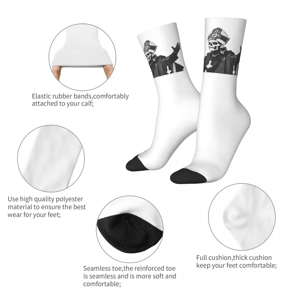 Ghost BC Socks rock band Harajuku Stockings Winter Anti Sweat Unisex Men Socks Medium Soft Design Skateboard Socks