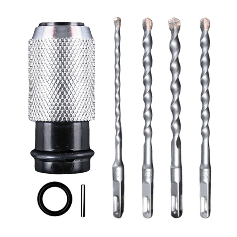 E15A Electric Wrench to Hammer Drill Convert Adapter with Square Shank Drill Bit and Builtin Shock Absorption Buffer