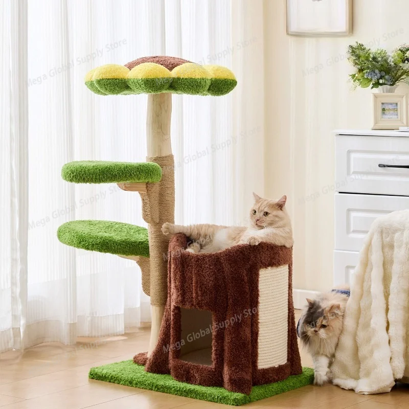 

Nordic Solid Wood Cat Climbing Tree Modern Pet Nest Wear-Resistant Cat Tree Pet Climbing Scratching Tool cat tree house