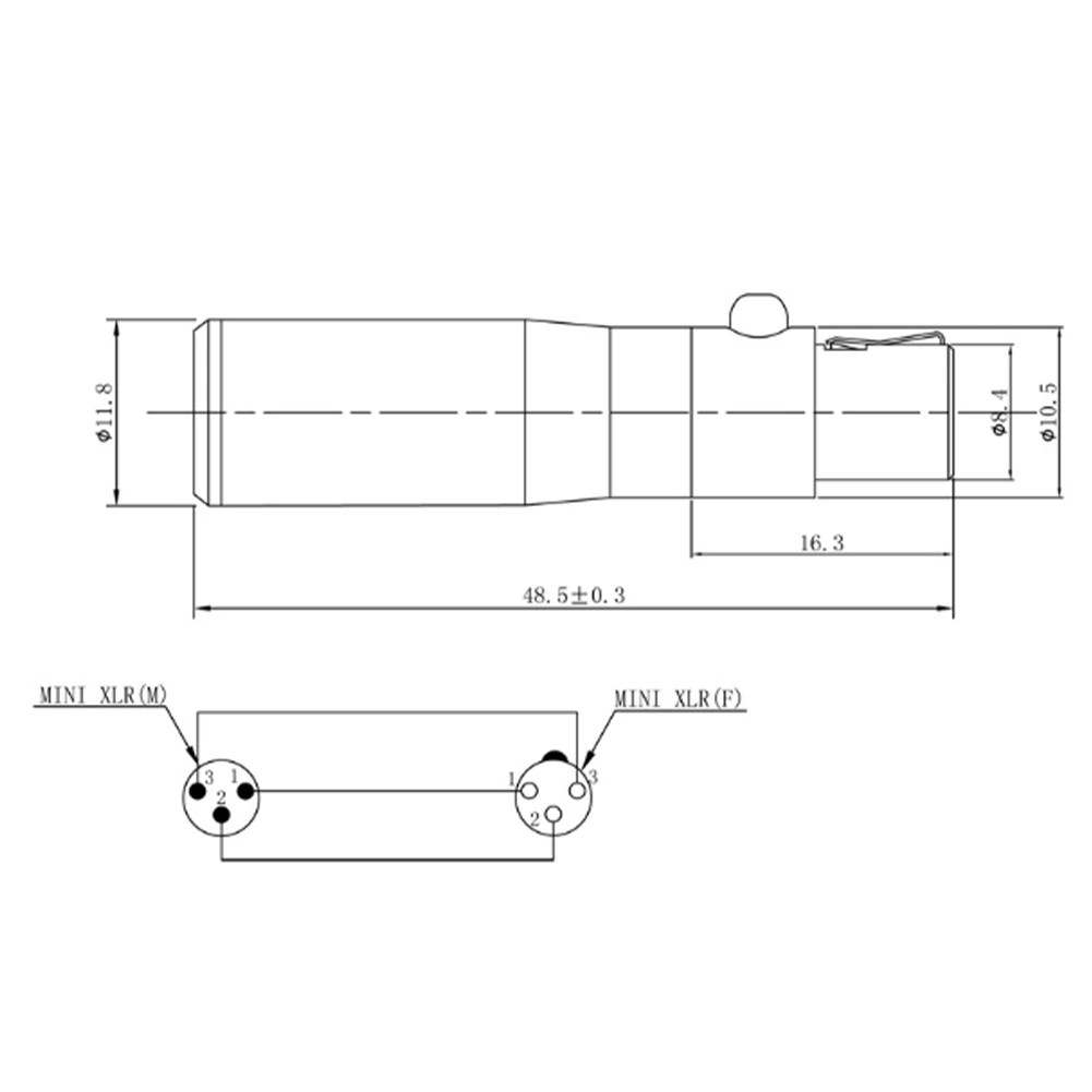 XLR Mini 3 Pin Male to 4 Pin Female Audio Adapter Plug Connector Hi-Fi Signal Converter Adapter for Microphone Speaker