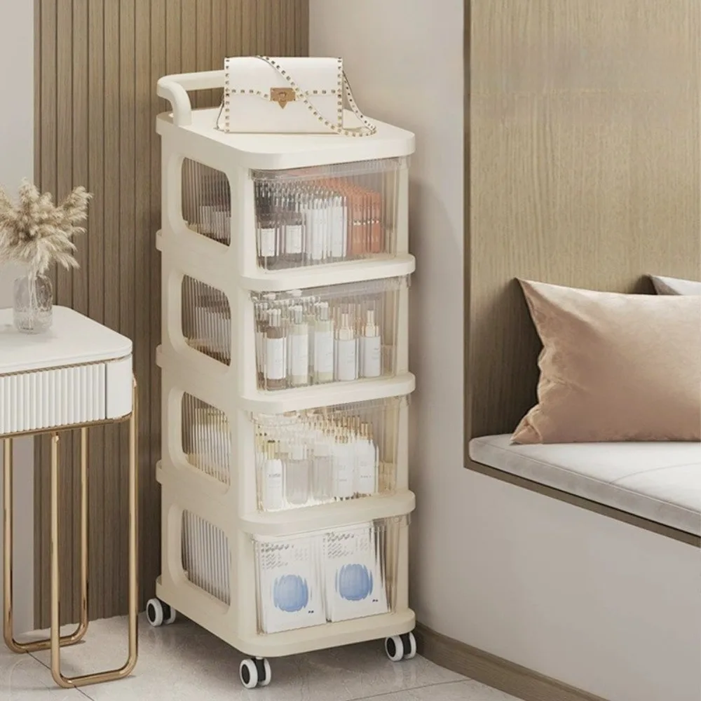 Multi-Layer Bedroom Mobile Snack Storage Rackliving Room Kitchen Sundries Storage Shelf Detachable  Trolley Acrylic Snack Rack