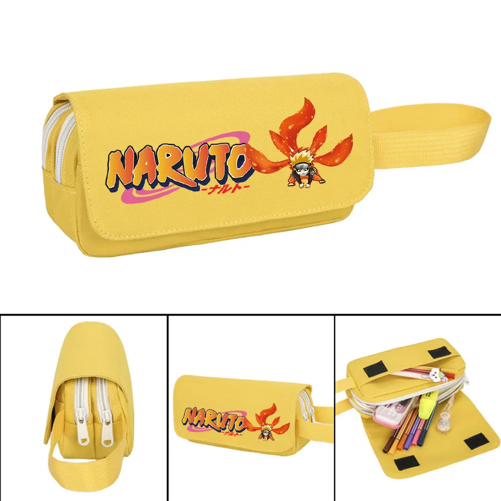 Narutoed Pencilcase Double Zipper Boy Girl School Pencil Case Student Pen Case Box Sasuke Stationery Bag Anime Pencil Bag Gift view 3