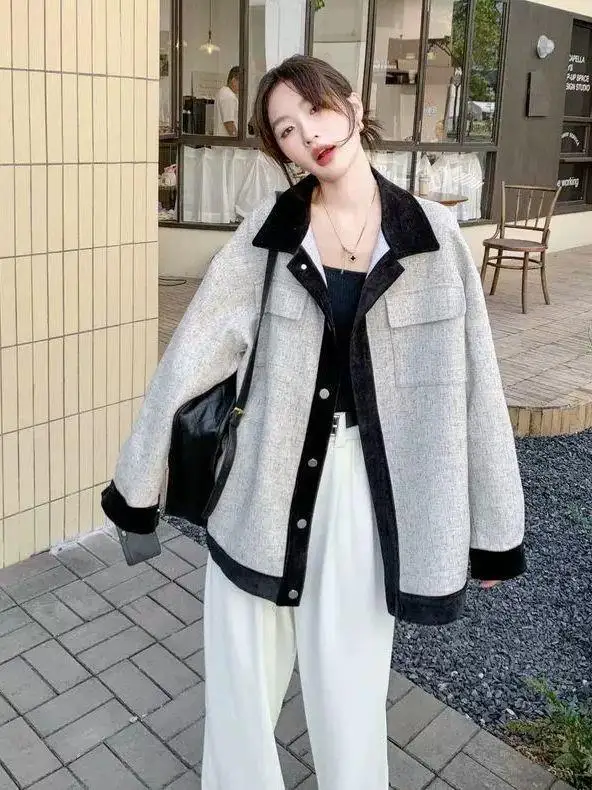 Plus size 300 pou faionable jaet outerwear feminino cor solta blo cardigan topo primavera outono versátil confortável