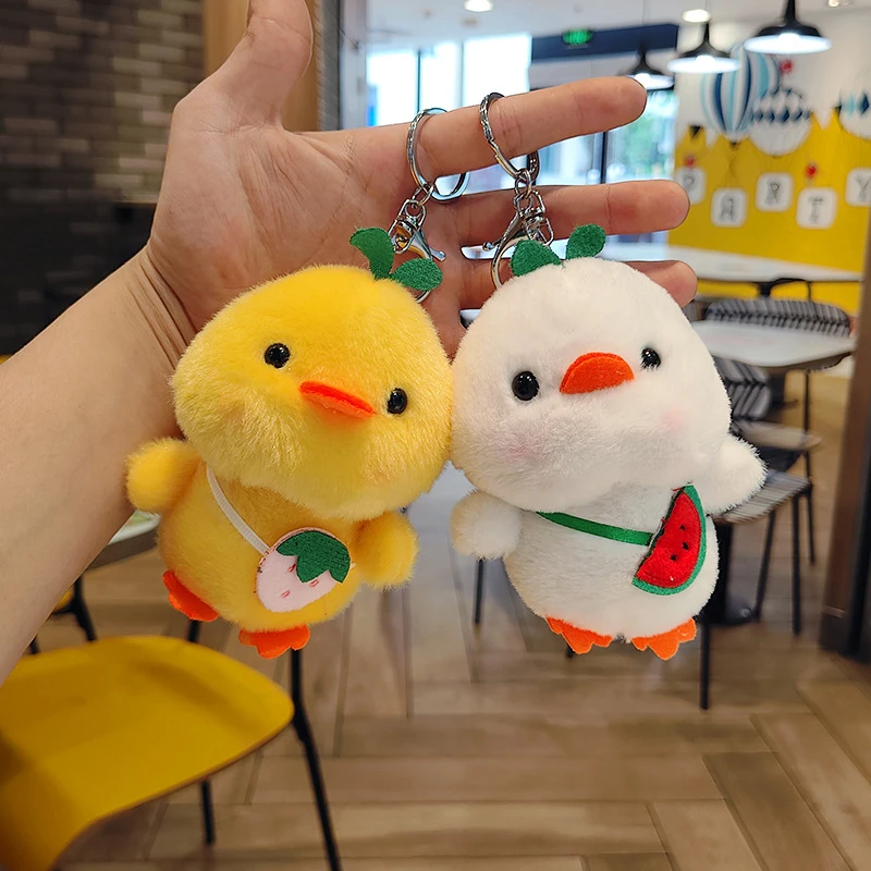 Fashion Plush Keychain Cute Duck Pendant Doll Soft Stuffed Animal Keyring Bag Hanging Charms Decoration Car Key Accessories