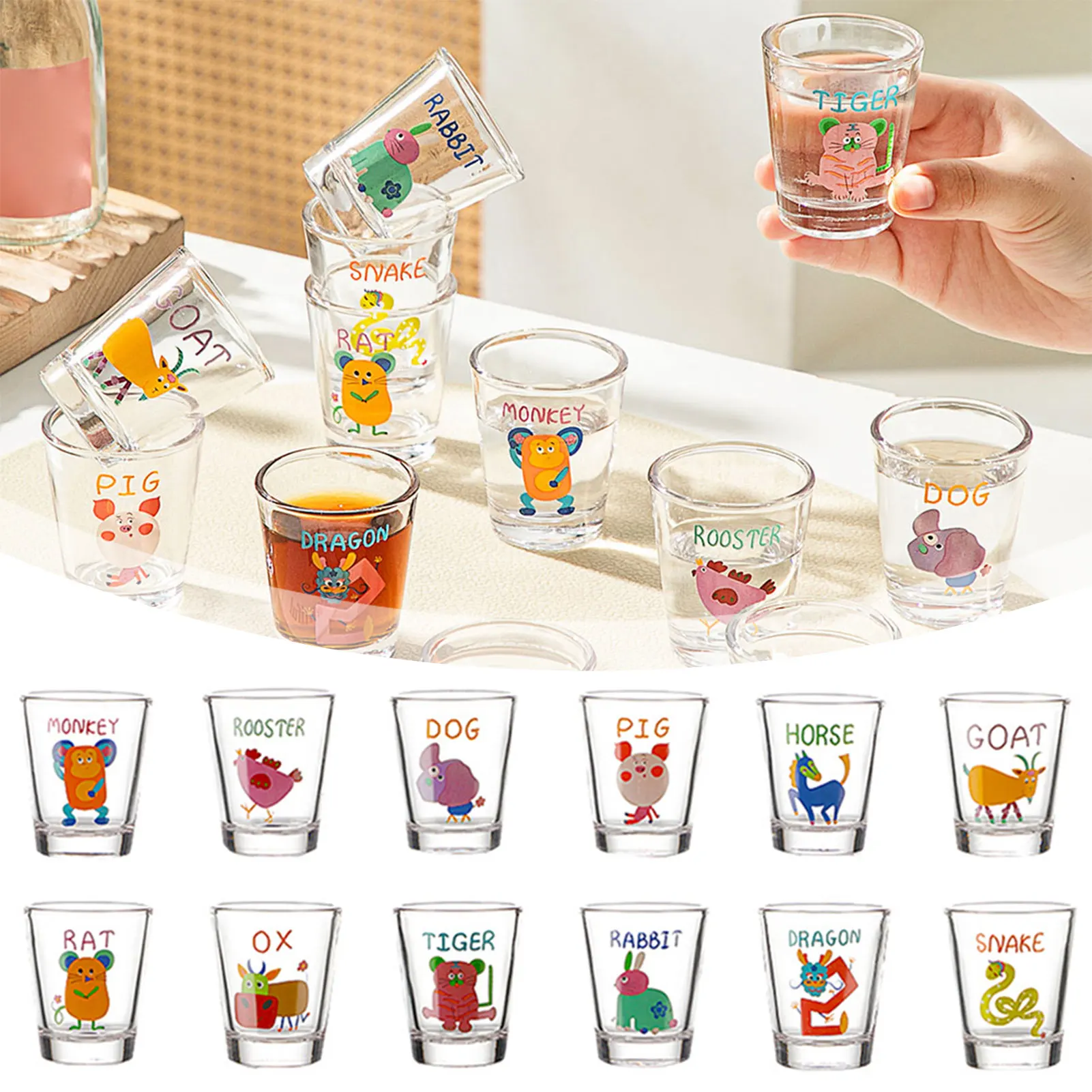 

Новинка, стеклянные чашки с одним горлышком, очаровательный мультяшный дизайн, добавляет веселую вечеринку