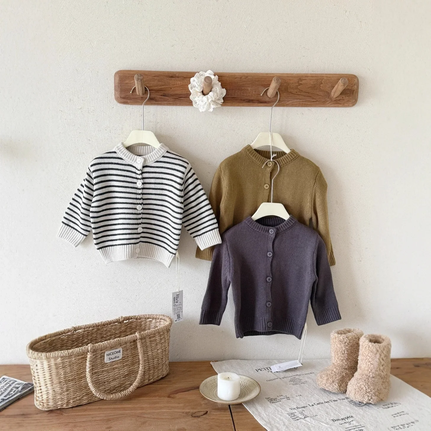 Fall Kids Cardigan Korean Style Knit Sweater Jacket Unisex Boys Girls Open Front Soft Cotton Coat 0-4 Years New Arrival​