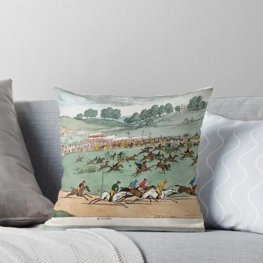 At The Race Track Vintage Horse Racing Throw Throw Pillow Pillowcases For Pillows Cushion Covers For Living Room pillow