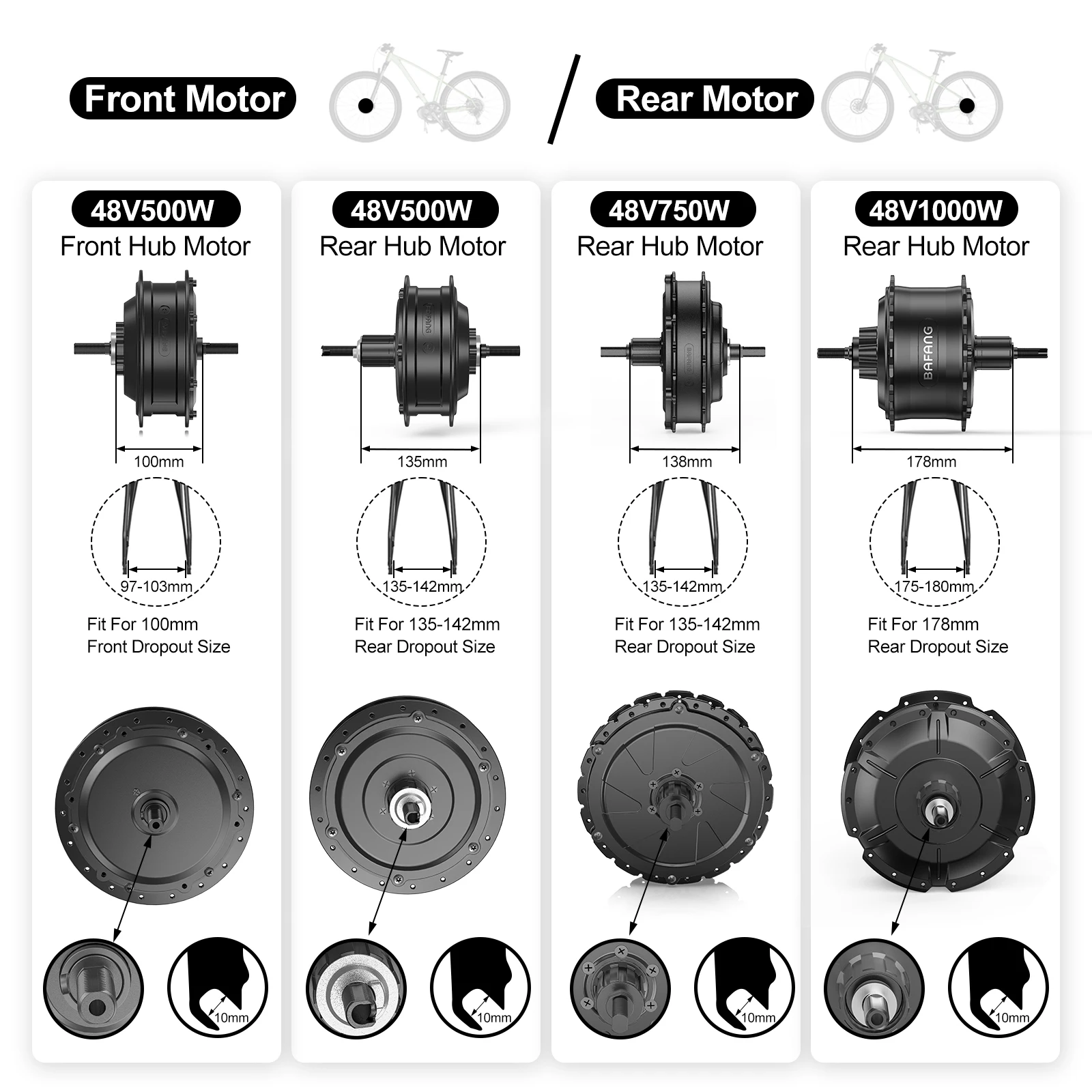 BAFANG 500 واط 750 واط 250 واط 1000 واط محور عجلات المحرك 48 فولت 36 فولت محرك 20/26/27.5/28/29/700C كاسيت مكبح قرصي/V-الفرامل Varstrom eBike عدة #5