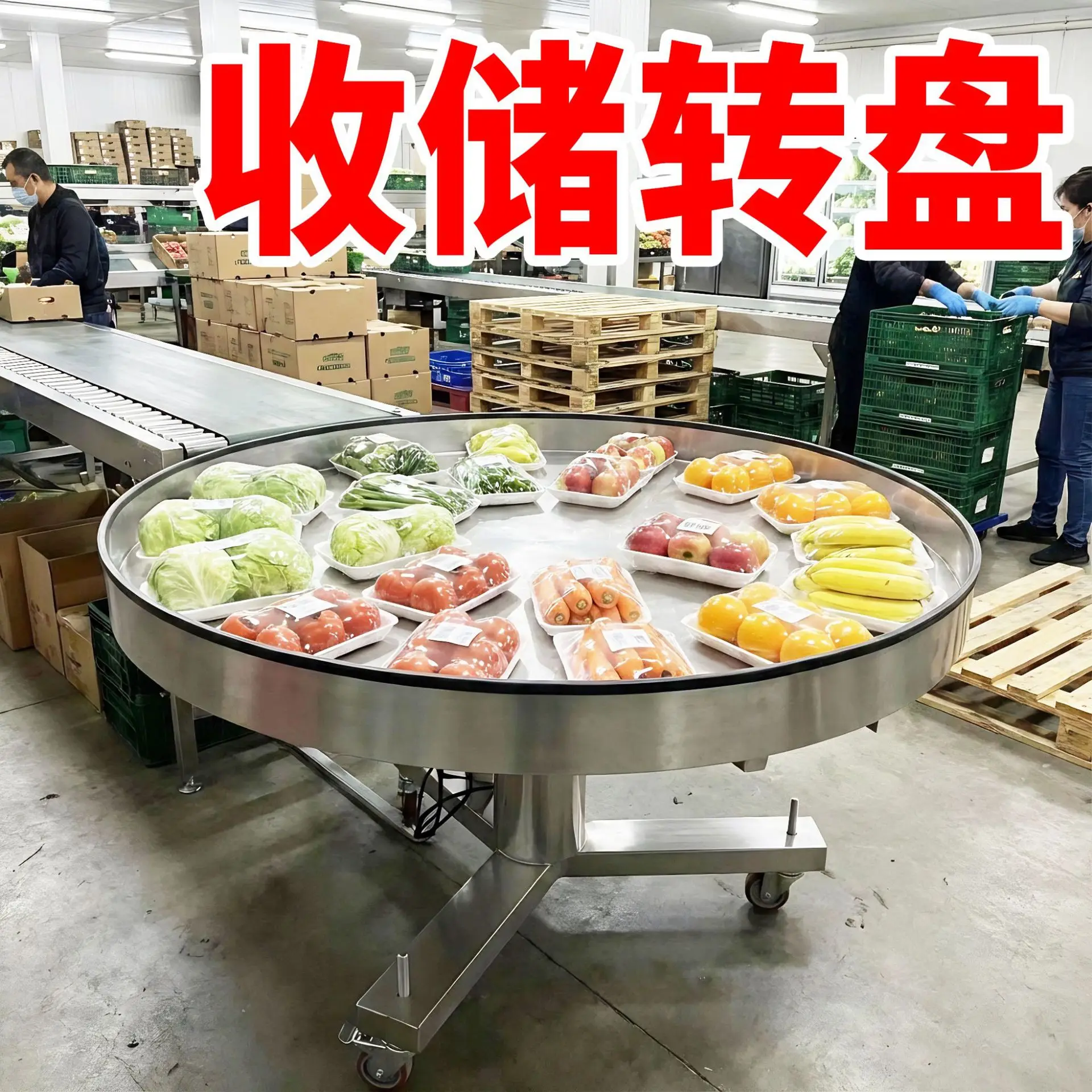 Receiving and storage turntable 1.2 meters stainless steel turntable automatic rotary material tray semi-automatic disc materia