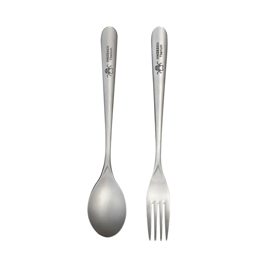 Camping Lightweight Titanium Chopsticks Outdoor Spoon Camping Fork Outdoor Tableware for Noodles Rice for Hiking Picnic Fishing