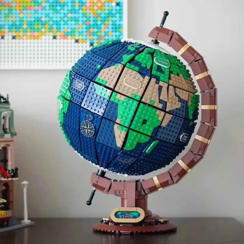 

Popular toy creative series globe model building blocks desktop decoration children's educational assembly toys birthday gifts