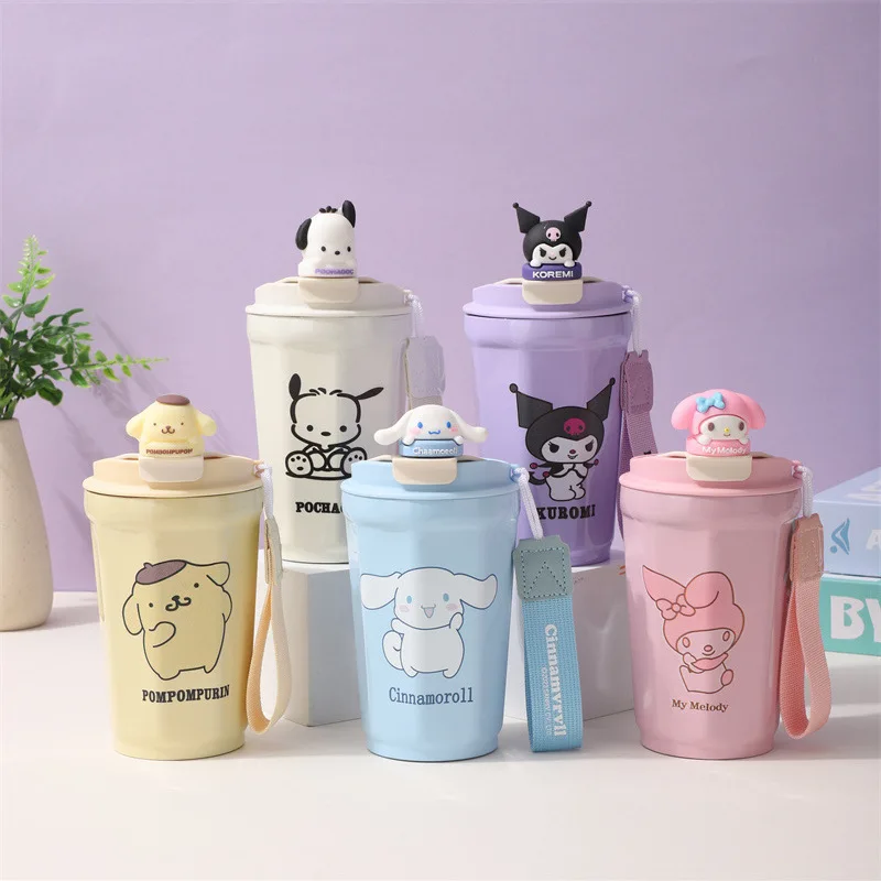 New Sanrio Kuromi My Melody Cinnamoroll Cartoon Insulated Cup with Drawstring Coffee Cup Outdoor Portable Large Capacity Cup