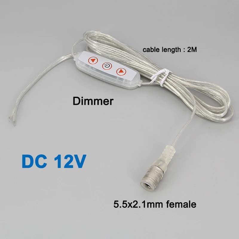 

200cm Adjust brightness DC 12v LED Dimming light Switch Cable Dimmer Controller 2CH For Low Voltage LED neon lights
