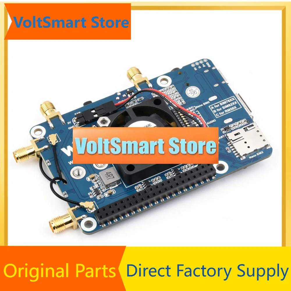 VoltSSIM82XX-M2 5G HAT For Raspberry Pi Quad Antennas 5G NSA Multi-Band 5G/4G/3G Compatible With Case(Optional)