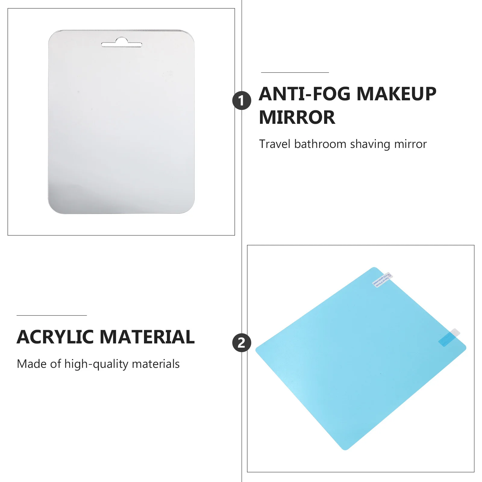 

1Set Shaving Fog-Proof Mirror Anti-Fog Durable Bathroom Travel Acrylic Compact Portable Makeup Practical Anti-Fog Mirror