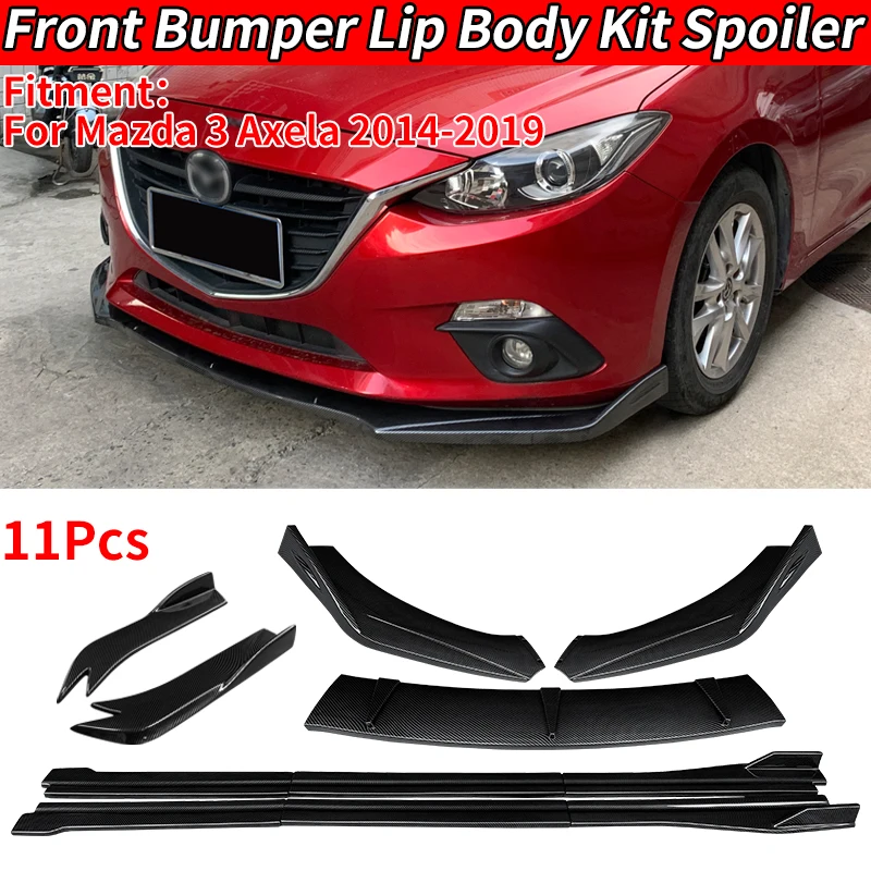 For Mazda 3 Axela 2014-2019 Car Front Bumper Splitters Lip Spoiler Side Skirts Extensions Rear Wrap Angle Scratch Protector