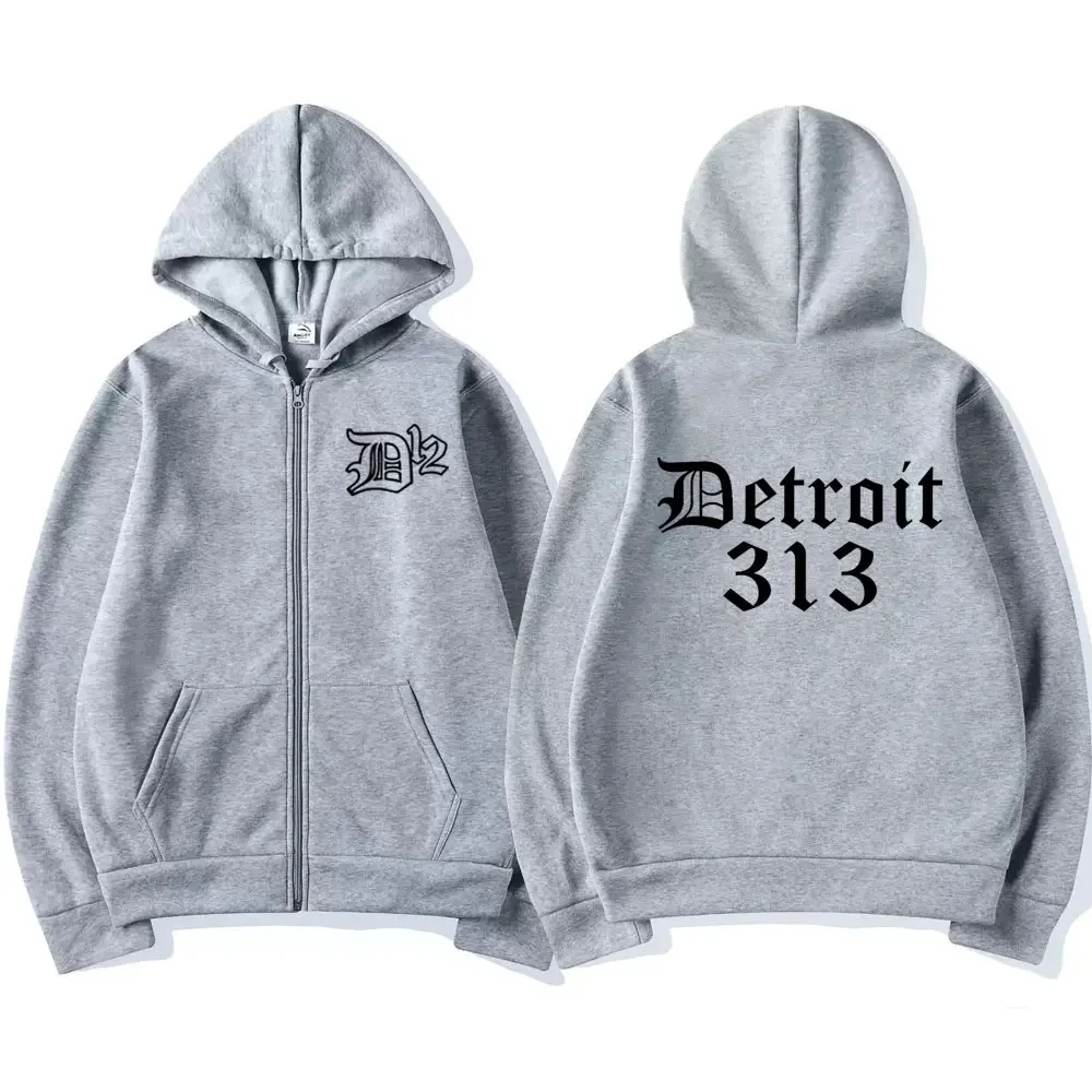 Famosa banda rapper eminem zíper moletom com capuz tendência impressão 313 moda masculina e feminina com capuz com zíper roupas esportivas streetwear