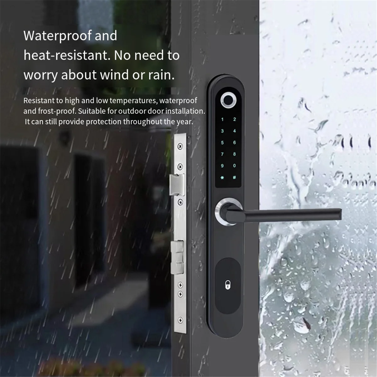 Tuya Smart Door Lock Fingerprint Biometric Waterproof Digital Electronic Lock APP IC Card Password Aluminum Alloy Lock-Y47A