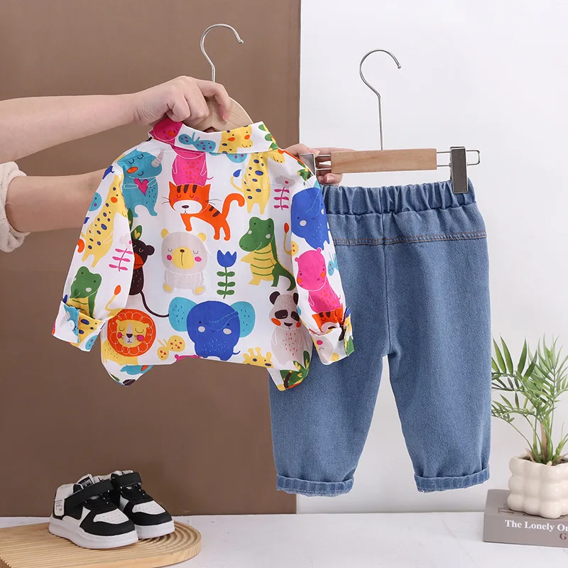 Toddler Boy Clothes Set Spring Autumn Fashion Cartoon Printe Long Sleeve Shirts Tops and Pants Boys Tracksuits Children Clothing