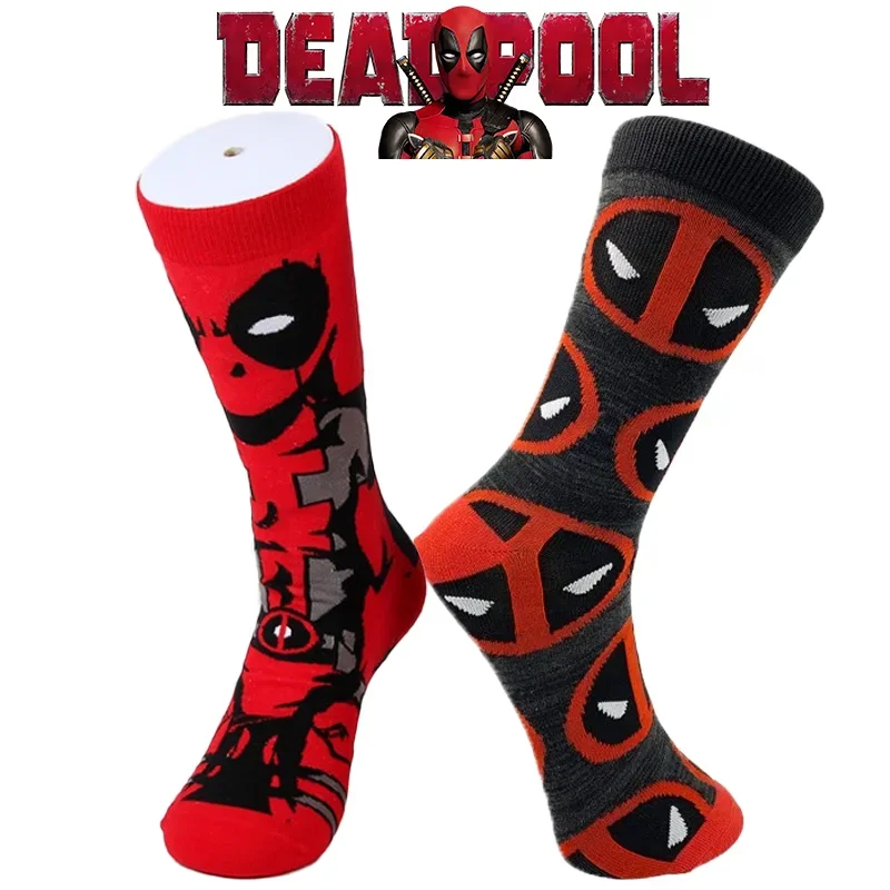 Medias Deadpool & Wolverine para hombre, calcetines largos de Marvels, accesorios de ropa de Anime, calcetines de algodón a la moda, calcetines