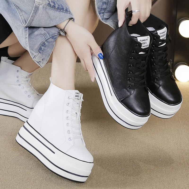 Fashion Sneakers White Chunky Platform Wedge Shoes 2023 Designers 10.5cm Height Increased Woman Sports Casual Shoe Tennis Female