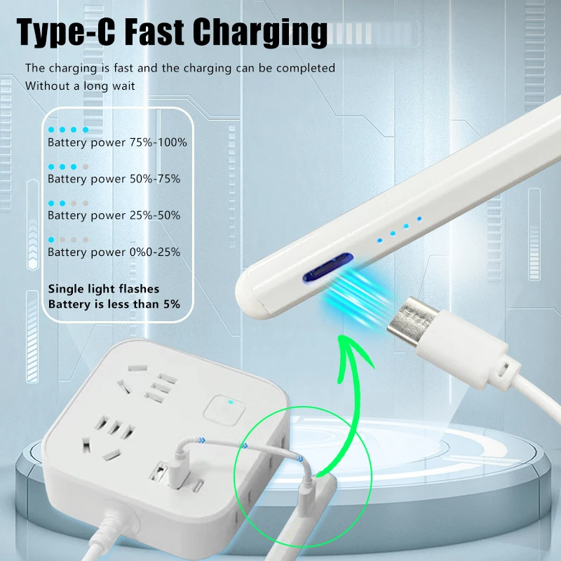 Fast Charge Stylus Pen Compatible with iPad 2018-2022 Pencil with Palm Rejection Feature with LED Power Display Indicators