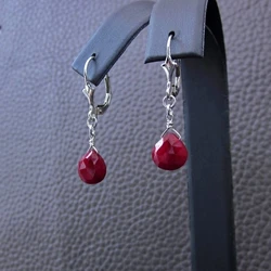 Genuine Ruby Gemstone Earrings, Beautiful Red Ruby Jewelry, July Birthstone Jewelry Gifts, Pear Shape Gem EarringsJewelry