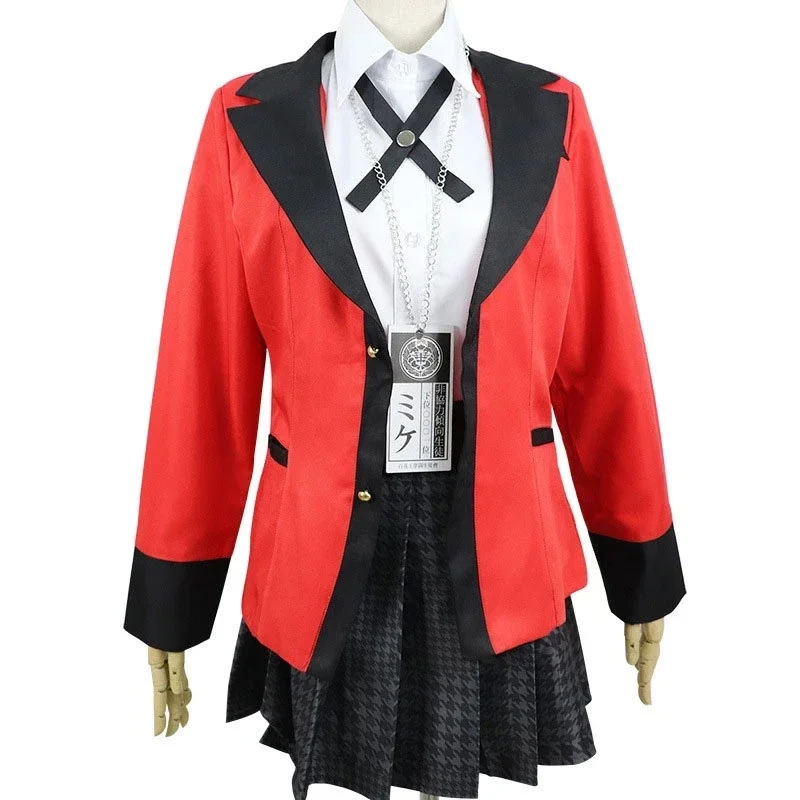 Momobami Ririka Cosplay Costume Anime Kakegurui Compulsive Gambler Red School Uniform Uniform Wig Suit Masquerade Halloween