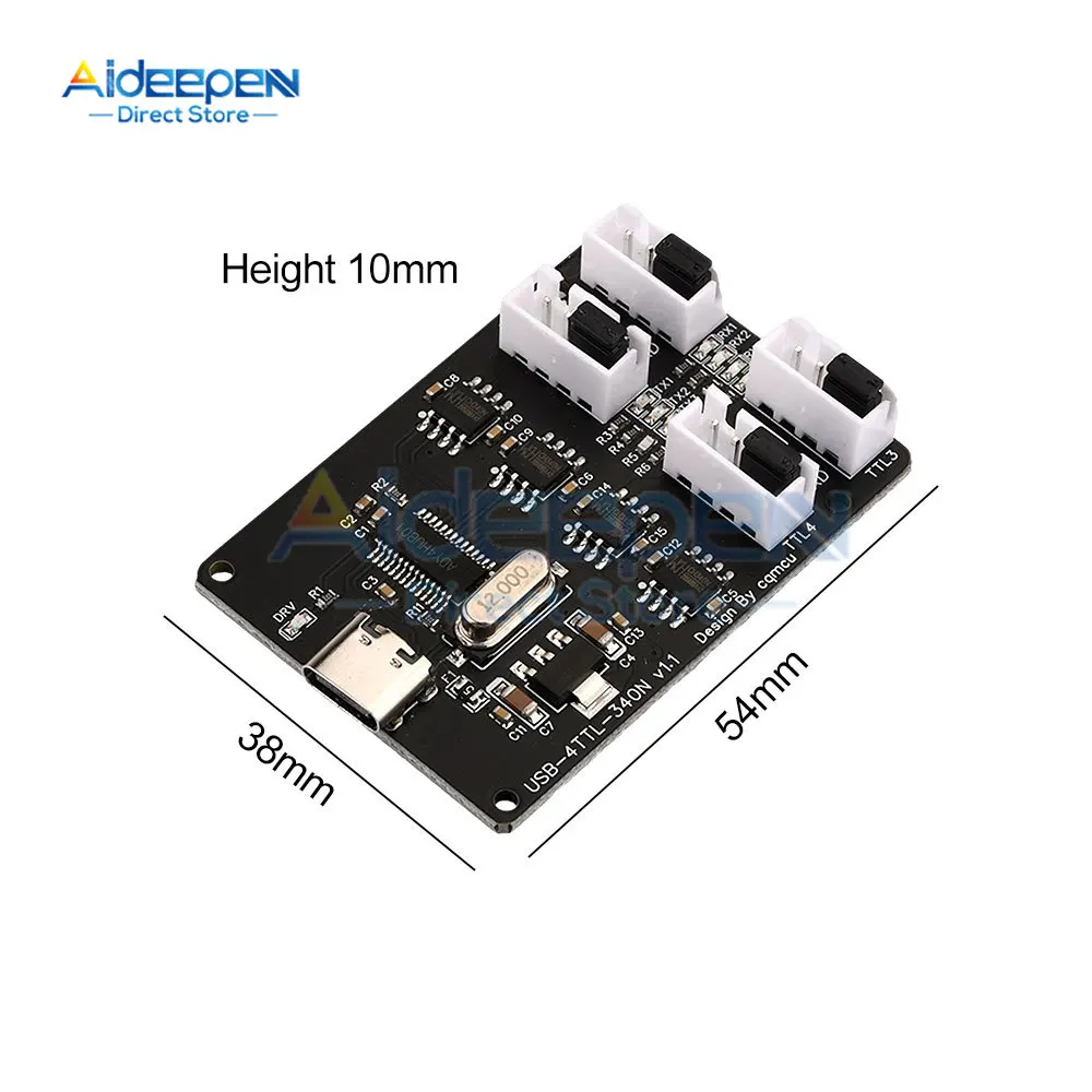 4 Way Independent TTL USB to TTL Serial Port Module With LED Indicator Light CH340N TYPE-C USB Interface