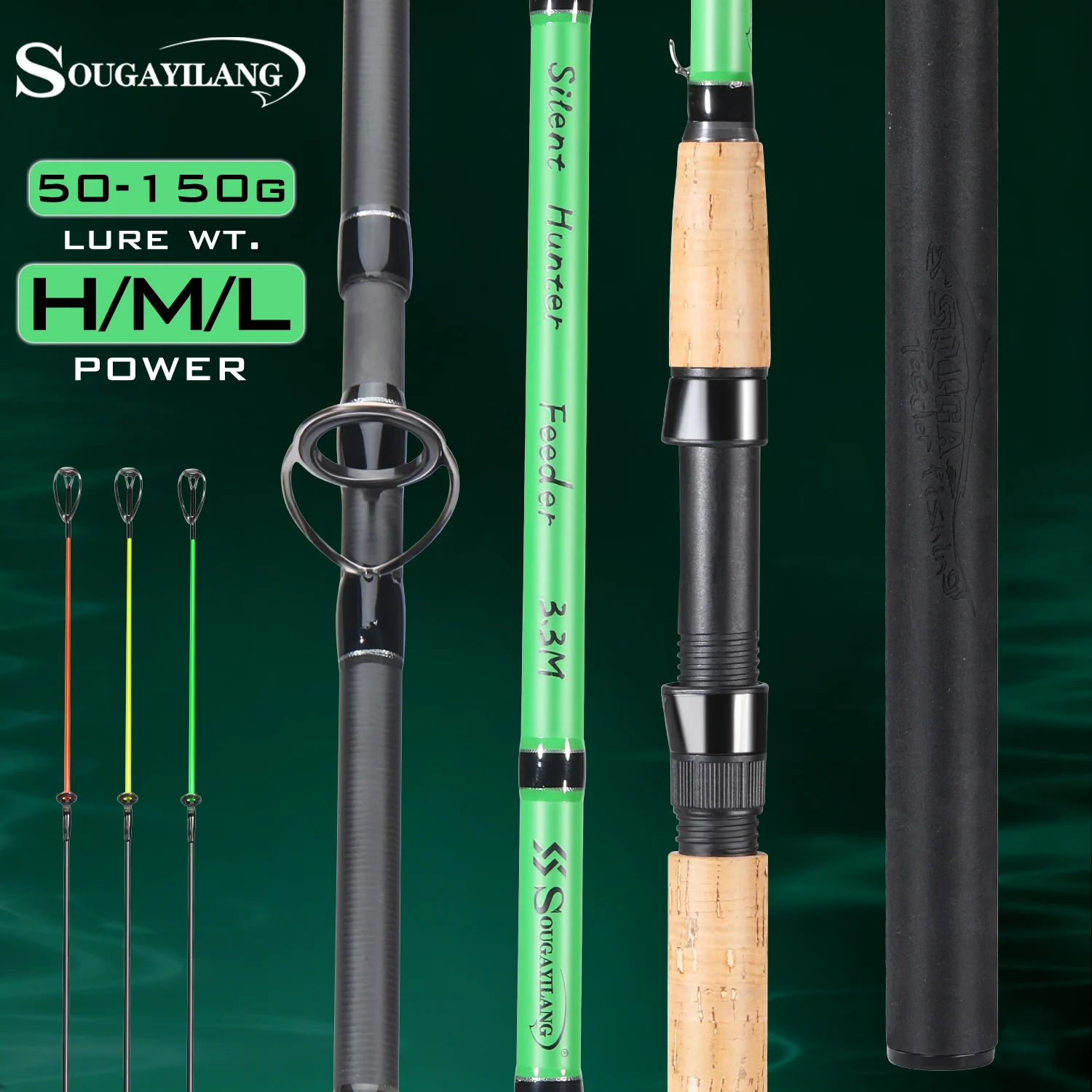 Sougayilang 3.3/3.6m Spinning Fishing Rod Feeder L M H Power Travel Rod High Quality Cork Handle De Pesca Carp Feeder Pole