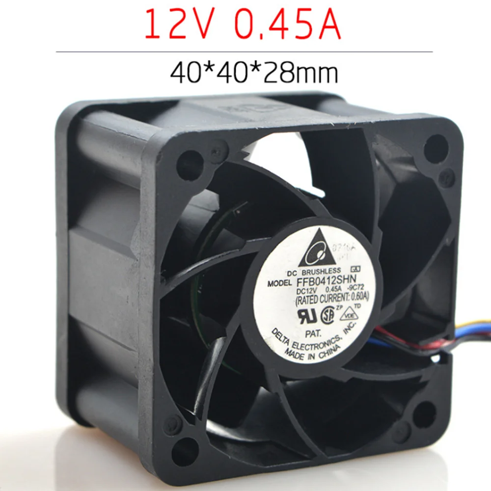 FFB0412SHN 4028 40MM 40X40X28MM Server Fan Big Power Cooling Fan 12V 0.45A Micro-Violent Air Flow Fan 4Pin Connector