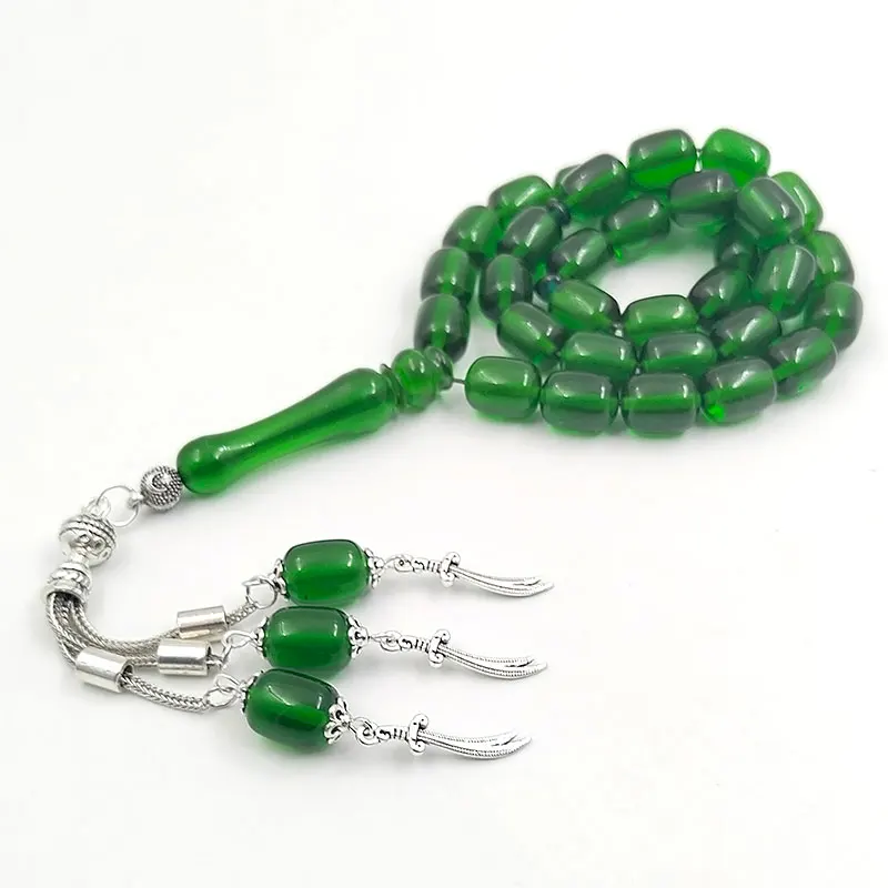 Tasbih Green Resin muslim prayer bead ramadan Eid gift Arabic rosary 33 45 51 66 99 100 beads Islamic Bracelets Misbaha