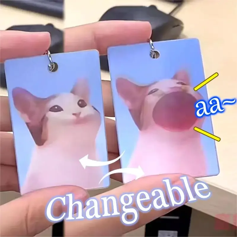 Creative Funny Pok Mouth Cat Shakes Dynamic Changeable Funny Personalized Keychains Acrylic Lovely Playful Interesting Key Ring