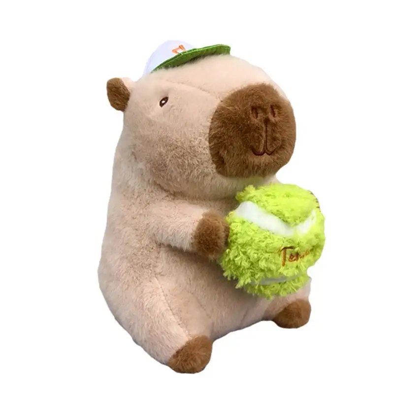 Capybara peluche carino Plushie Tennis capibara bambola peluche bambola giocattolo morbido cartone animato cuscino regalo divertente per bambini adulti