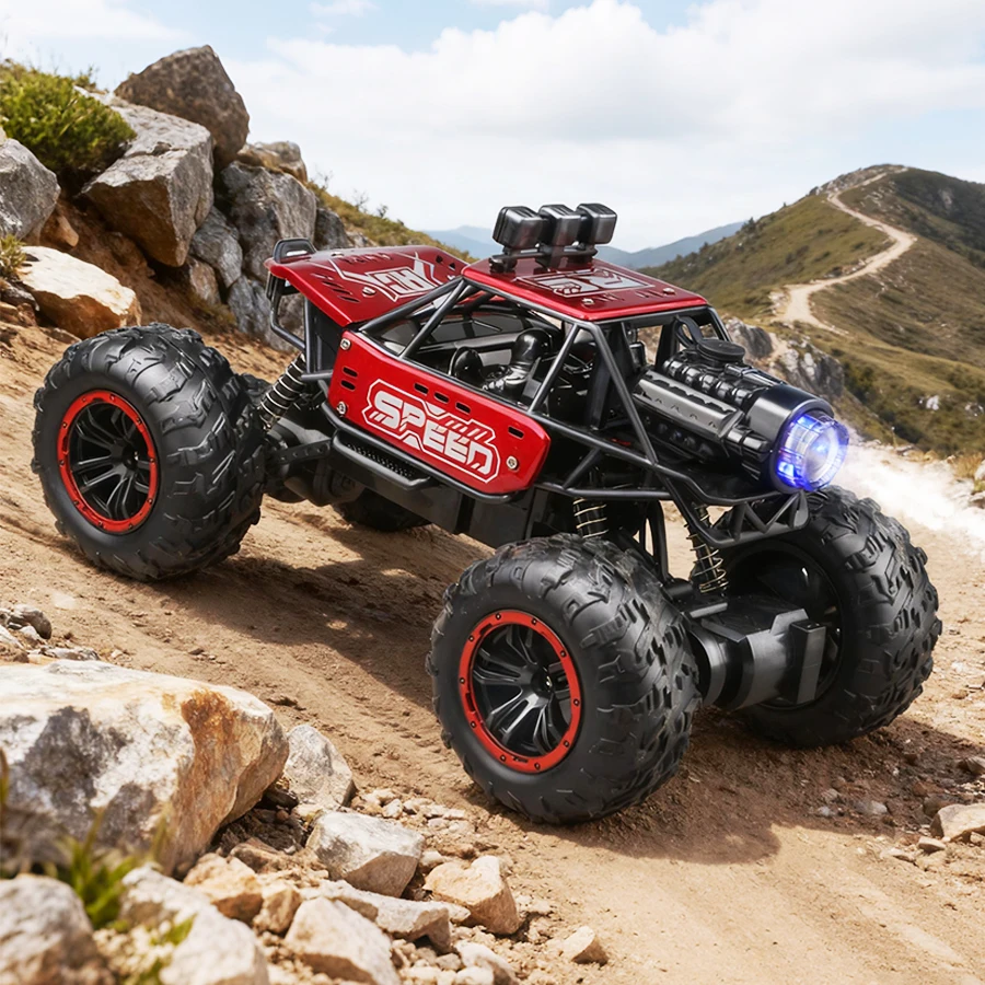 

2.4g Remote Control Off-Road Alloy Car with Shock Absorbers, Climbing Fast Car with Music, Lights, and Spray, Children's Electric Rc Toy, Holiday Gift for Boys