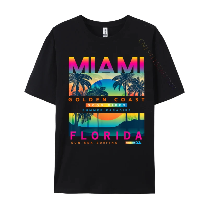 Newest T-shirts Wear Miami Florida Miami Colorful Sunrise Men T Shirt Oversized Men T Shirt Top Tees For Men