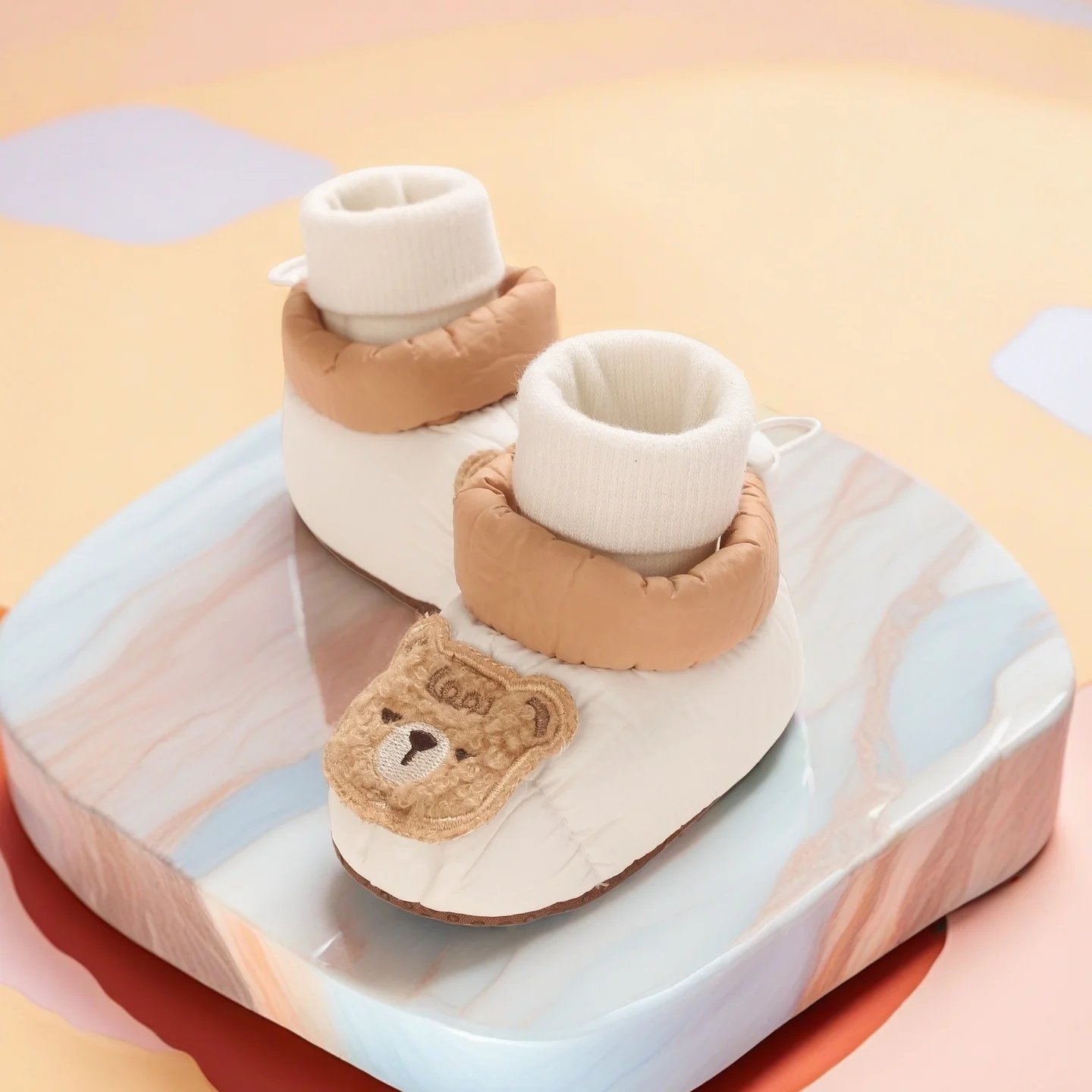 Winter Cotton Socks Shoes Cute Baby Bear Pattern Soft 0-18M Newborn Baby Socks Children's Flooring Toddler Girl's First Step