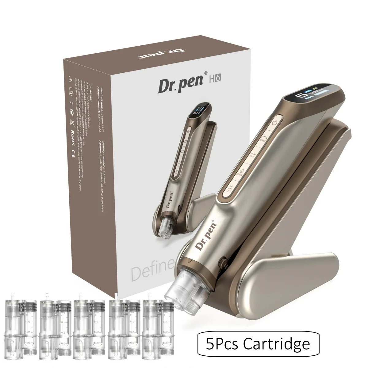 Original Dr. Pen H6 with 2Pcs 18Pins Dual Cartridge Design Intelligent Infusion Microneedling Pen Needle Length 0.2mm