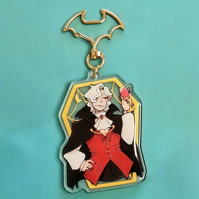 Vampires SMP Coffin Shape Acrylic Keychain Bat Clasp Game Character Key Ring Cosplay Accessories Bag Pendant Collectible Gift view 3
