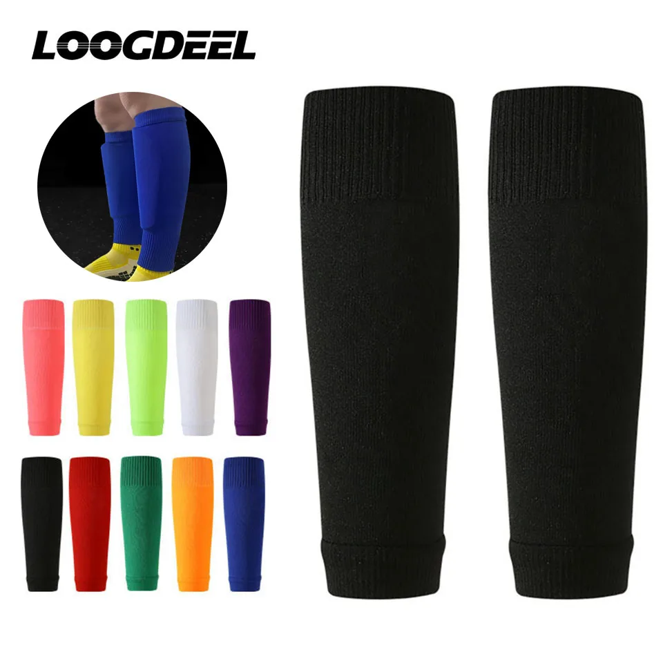 Loogdeel Soccer Football Leg Brace Socks Sleeves Breathable Sports Socks Adult Kids Shin Guards Calf Protection Socks Leg Cover